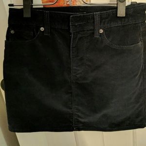 Navy Stretch Corduroy Mini Skirt